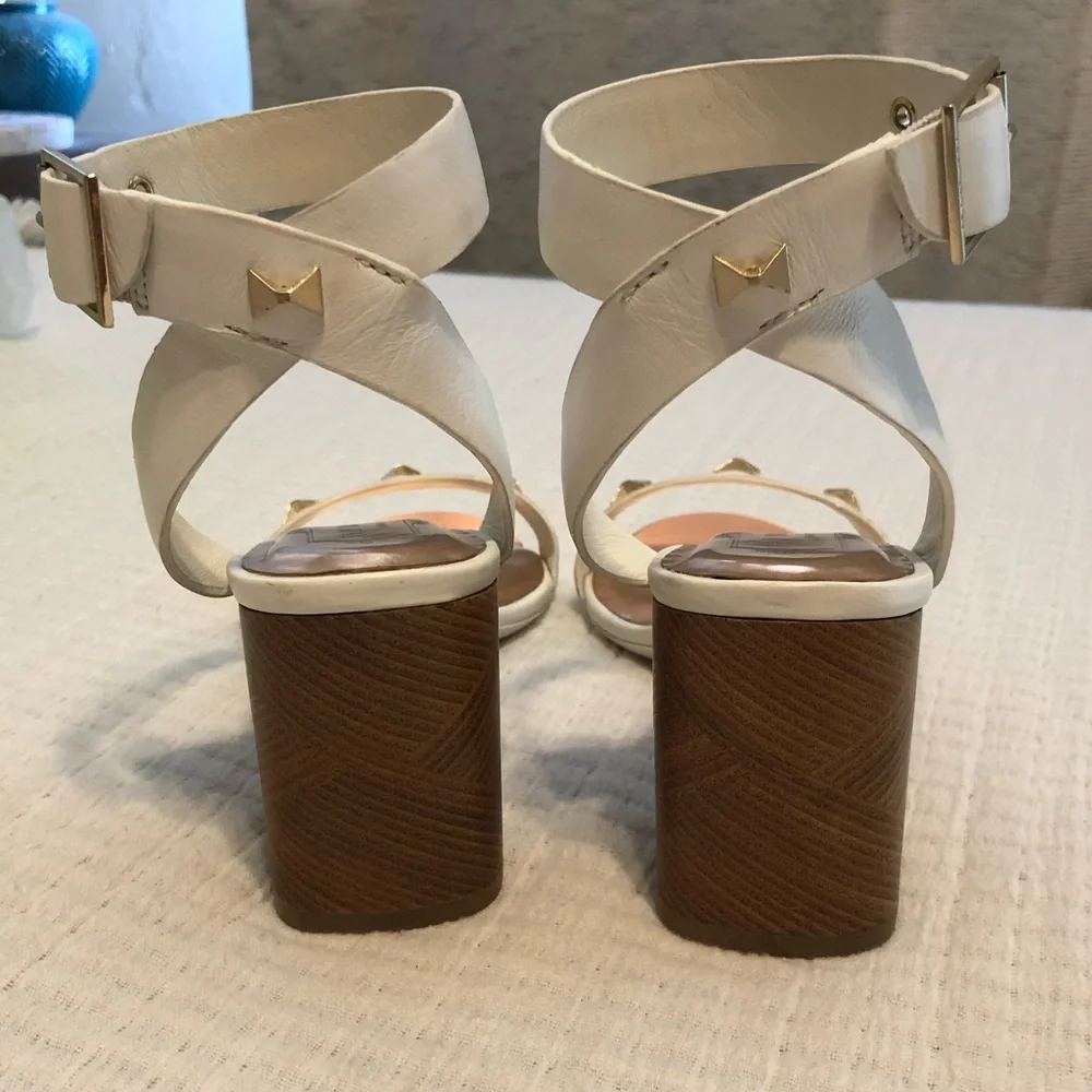 Ted Baker Biah White Studded Block Heeled Sandal (Size: 35.5; US 5)